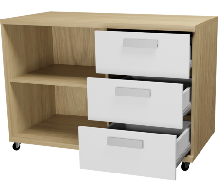 MODULO INFERIOR OFICINA CAES 100X72,5X50CM  HICKORY NATURAL BLANCO