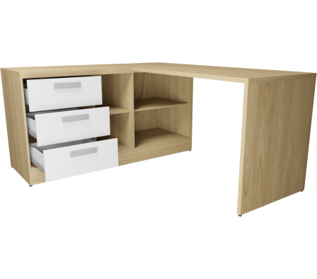 MODULO INFERIOR OFICINA LD 160X140x75CM  HICKORY NATURAL BLANCO