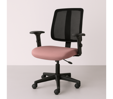 SILLA OFICINA CON RUEDAS Y POSA BRAZOS ROSA ANTIGUO