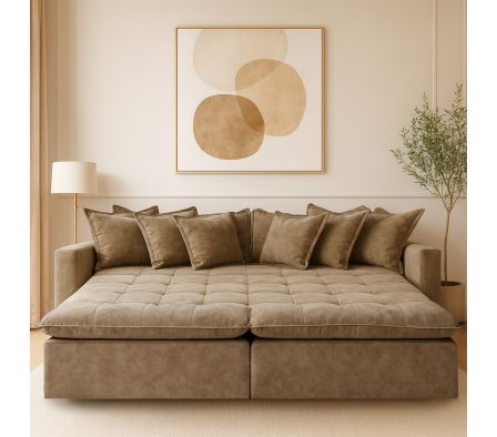 SOFA CAMA 2.10M PANA SHERPA MARRON CEREAL