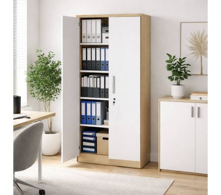 ARMARIO OFICINA PA 73X166.5X40CM  HICKORY NATURAL BLANCO