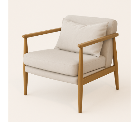 POLTRONA MELINA T VULCANO CREMA MADERA NOCE MARFIM