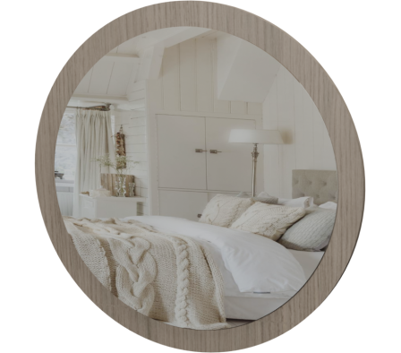 ESPEJO REDONDO 70CM  ROBLE VICENZA GRIS