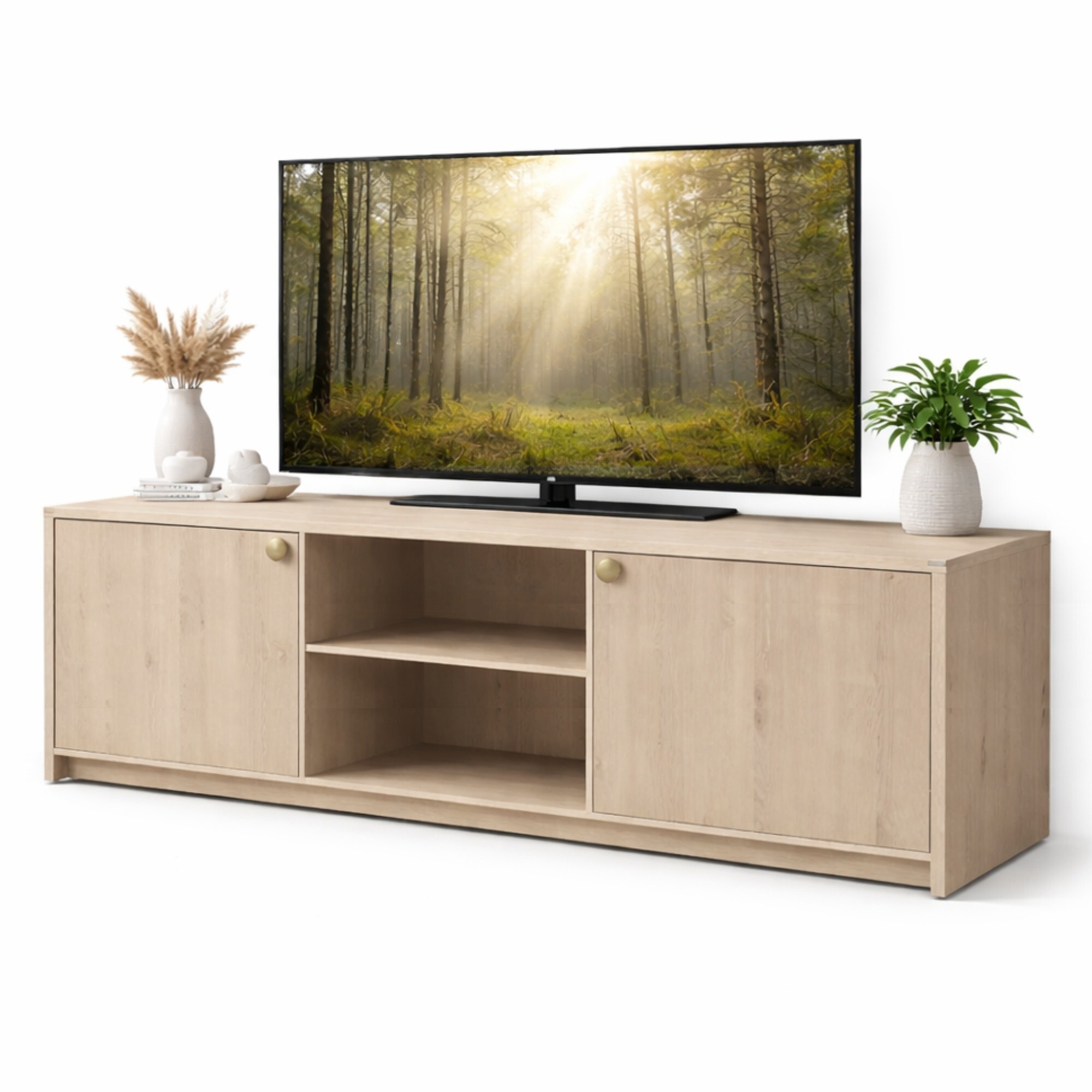 Second image of RACK PARA TV CEYLAN CON 2 PUERTAS 200 x 50 x 60 cm - PINO ALAND BLANCO